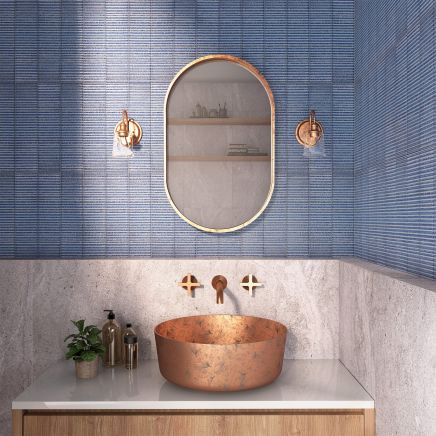 Cheri Blue Textured Ceramic Brick Tile