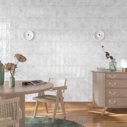 Lagon White Ceramic Brick Tile