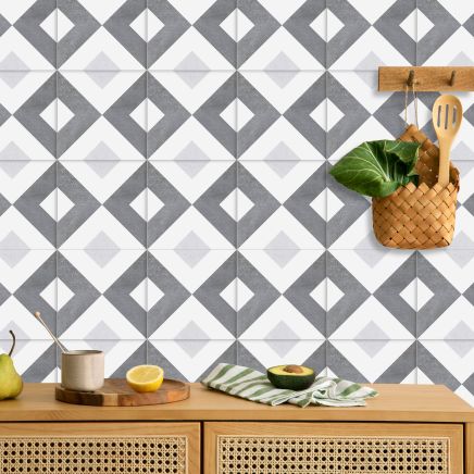 Palma Grey Geometric 1 Patterned Porcelain Tile