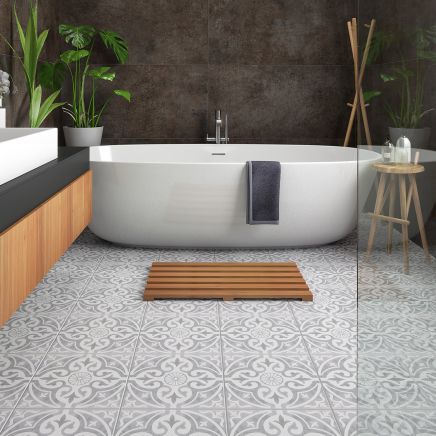 Devon Grey Patterned Porcelain Tile