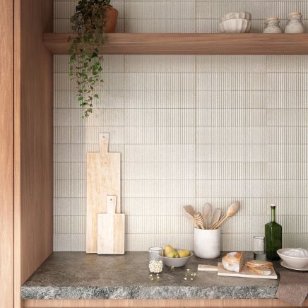 Cheri White Textured Ceramic Brick Tile