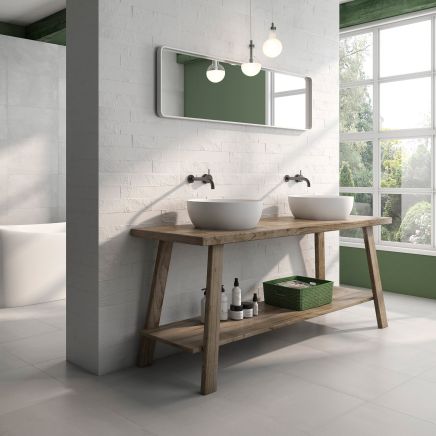 Aries White Textured Concrete Ceramic Tile
