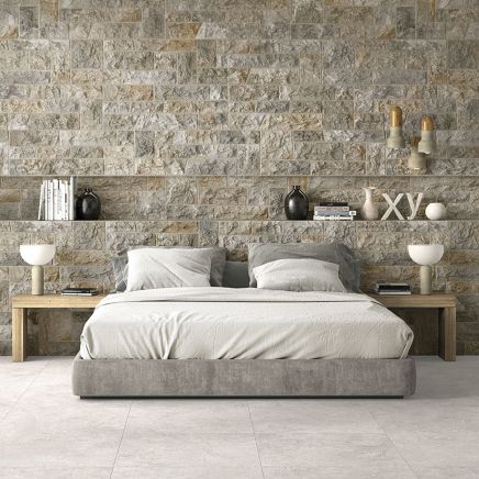 Medina Beige Textured Stone Porcelain Tile