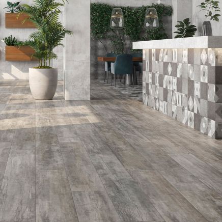 Riga Grey Wood Effect Porcelain Tile
