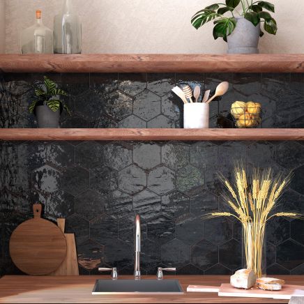 Benedict Black Porcelain Hexagon Tile