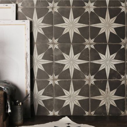 Hydra Black & White Patterned Ceramic Tile