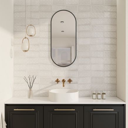Zinnia White Patterned Ceramic Brick Tile