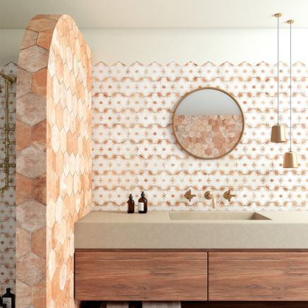 Jenson Beige Patterned Porcelain Hexagon Tile