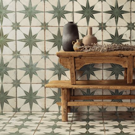 Hydra Embossed Sage Green Patterned Ceramic Tile