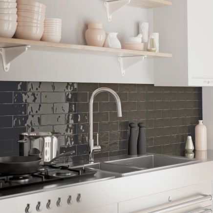 Bellever Graphite Gloss Porcelain Brick Tile