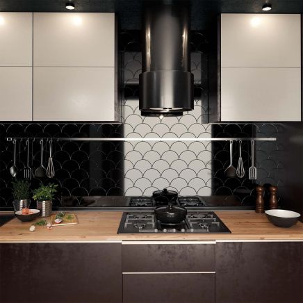 Pisces Black Ceramic Fan Tile