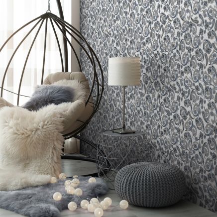 Quinn Blue Paisley Patterned Porcelain Tile