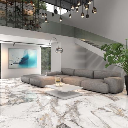 Calacatta White Multi Marble Polished Porcelain Tile (1200x600mm) | Go Tiles