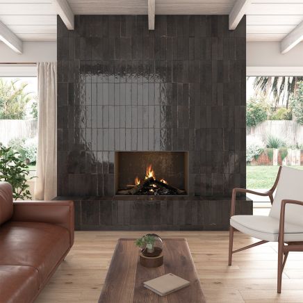 Benedict Black Porcelain Brick Tile (300x75mm) | Go Tiles