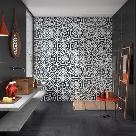 Cash Monochrome Patterned Porcelain Tile (200x200mm) | Go Tiles