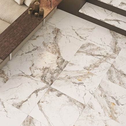 Calacatta White Multi Marble Matt Porcelain Tile (600x600mm) | Go Tiles
