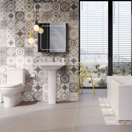 Amaya Grey Gloss Patterned Porcelain Tile (200x200mm) | Go Tiles