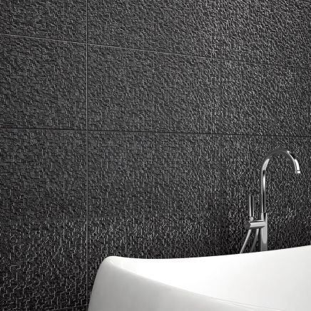 Glint Charcoal Textured Porcelain Tile (650x333mm) | Go Tiles