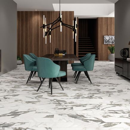 Coleridge White Marble Porcelain Plank Tile (150x900mm) | Go Tiles