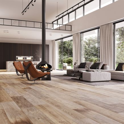 Warden Beige Wood Effect Porcelain Tile (1200x200mm) | Go Tiles