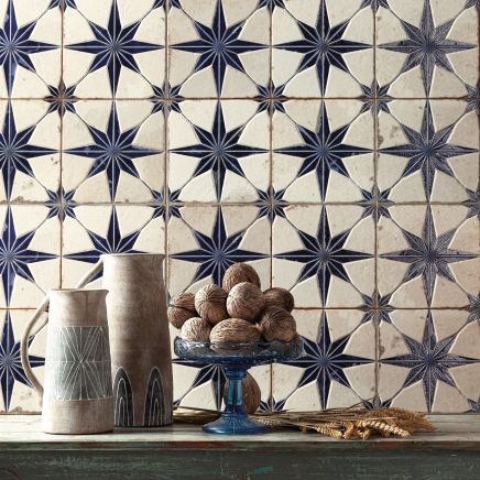 Hydra Embossed Blue Patterned Ceramic Tile (450x450mm) | Go Tiles
