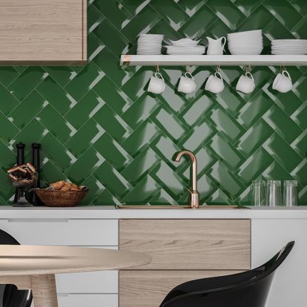 Metro Dark Green Ceramic Brick Tile (200x100mm) | Go Tiles