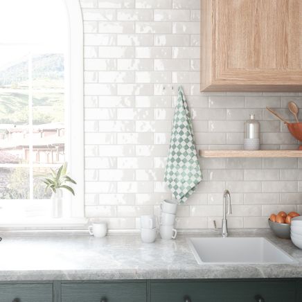 Norway White Porcelain Brick Tile (200x65mm) | Go Tiles