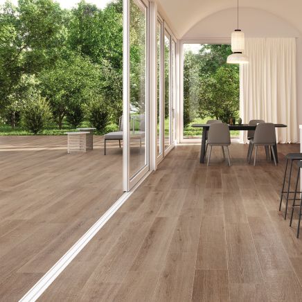 Wykeham Taupe Wood Effect Porcelain Tile (1510x240mm) | Go Tiles