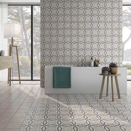 Egon Beige Patterned Porcelain Tile (185x185mm) | Go Tiles