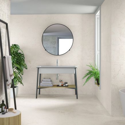 Hamburg White Stone Porcelain Tile (1000x1000mm) | Go Tiles