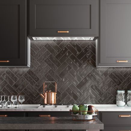 Norway Black Porcelain Brick Tile (200x65mm) | Go Tiles