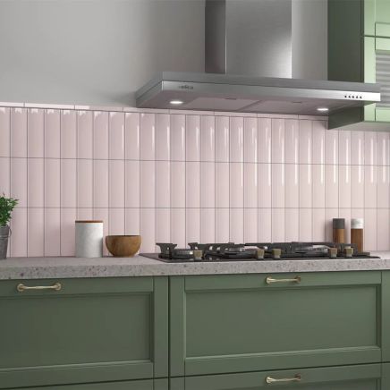 Vienna Convex Fair Pink Ceramic Brick Tile (200x65mm) | Go Tiles