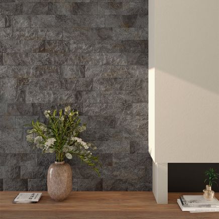 Albania Taupe Textured Stone Porcelain Tile (250x125mm) | Go Tiles