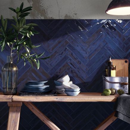 Utopie Navy Ceramic Brick Tile (250x50mm) | Go Tiles