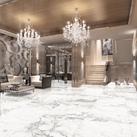 Noble White Marble Porcelain Tile (600x1200mm) | Go Tiles