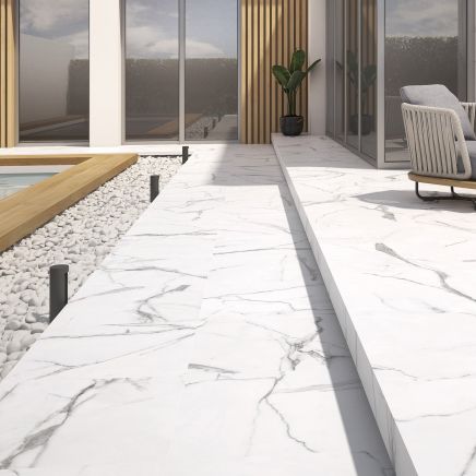 Ernest White Marble Outdoor Porcelain Tile (1200x600mm) | Go Tiles