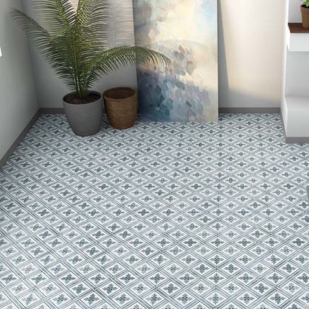 Harve Blue Patterned Porcelain Tile (330x330mm) | Go Tiles