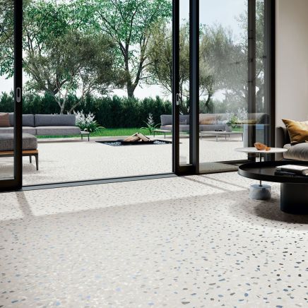 Santiago Pearl Terrazzo Stone Porcelain Tile (1000x1000mm) | Go Tiles