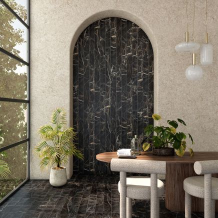 Salinger Black Marble Porcelain Plank Tile (900x150mm) | Go Tiles