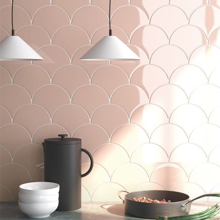 Pisces Pink Ceramic Fan Tile (150x134mm) | Go Tiles