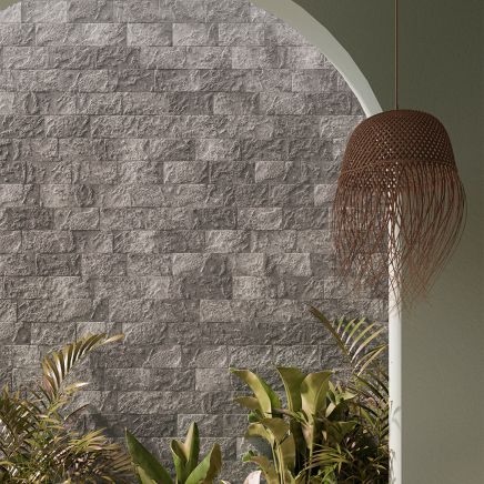 Albania Grey Textured Stone Porcelain Tile (250x125mm) | Go Tiles