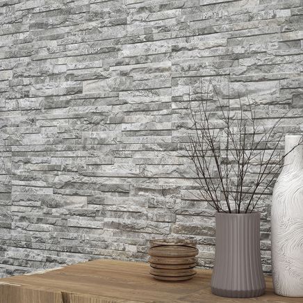 Athens Grey Textured Stone Porcelain Tile (890x320mm) | Go Tiles