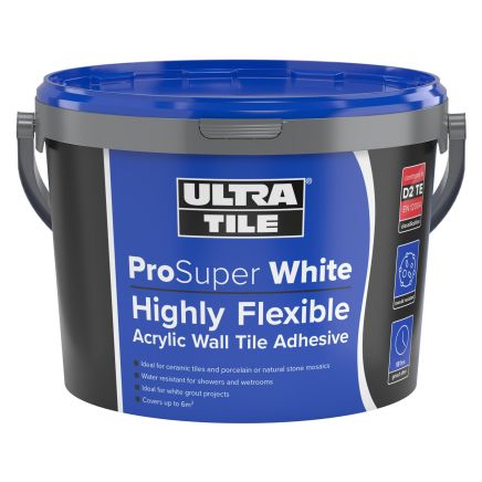 UltraTile ProSuper White Highly Flexible Wall Adhesive - 15kg | Tile Adhesive
