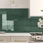 Avon Ribbed Dark Green Ceramic Brick Tile (200x50mm) | Go Tiles