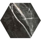 Salinger Black Marble Porcelain Hexagon Tile (228x198mm) | Go Tiles