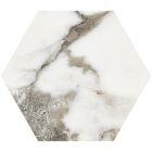 Coleridge White Marble Porcelain Hexagon Tile (198x228mm) | Go Tiles