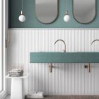 Vienna Concave White Ceramic Brick Tile (200x65mm) | Go Tiles