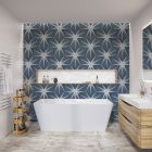 Gemini Blue Patterned Porcelain Hexagon Tile (228x198mm) | Go Tiles