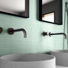 Avon Ribbed Aloe Green Ceramic Brick Tile (200x50mm) | Go Tiles
