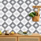 Palma Grey Geometric 1 Patterned Porcelain Tile (200x200mm) | Go Tiles